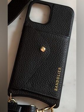 Bandolier Black Phone Case with Gold Hardware 12 pro max